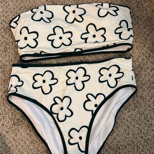 Floral Bikini Set in Green and White